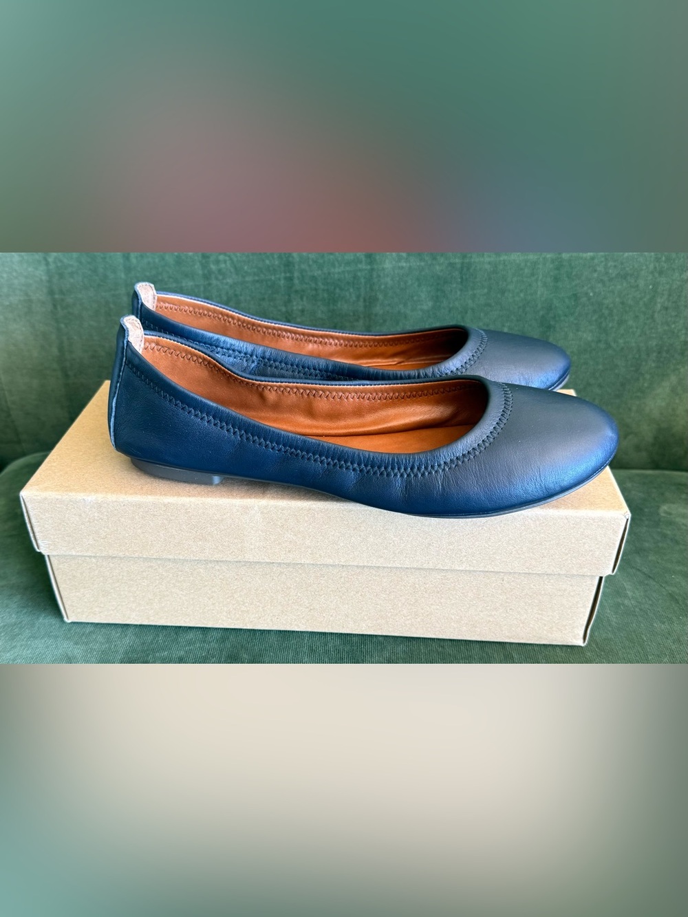 Lucky Brand Navy Leather Ballet Flats